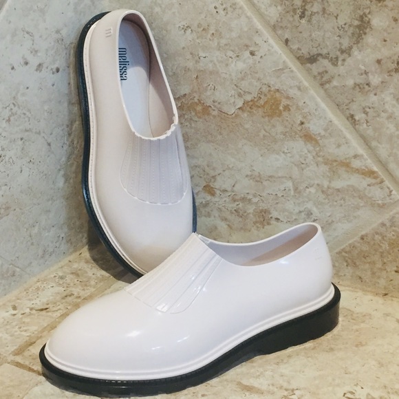 NEW Melissa White Patent Rubber Slip On Loafers 7M - Picture 8 of 12